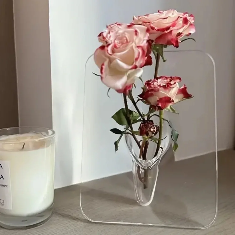 Contemporary Acrylic Vase: Rectangular Shape, Transparent Design / BRAND NEW